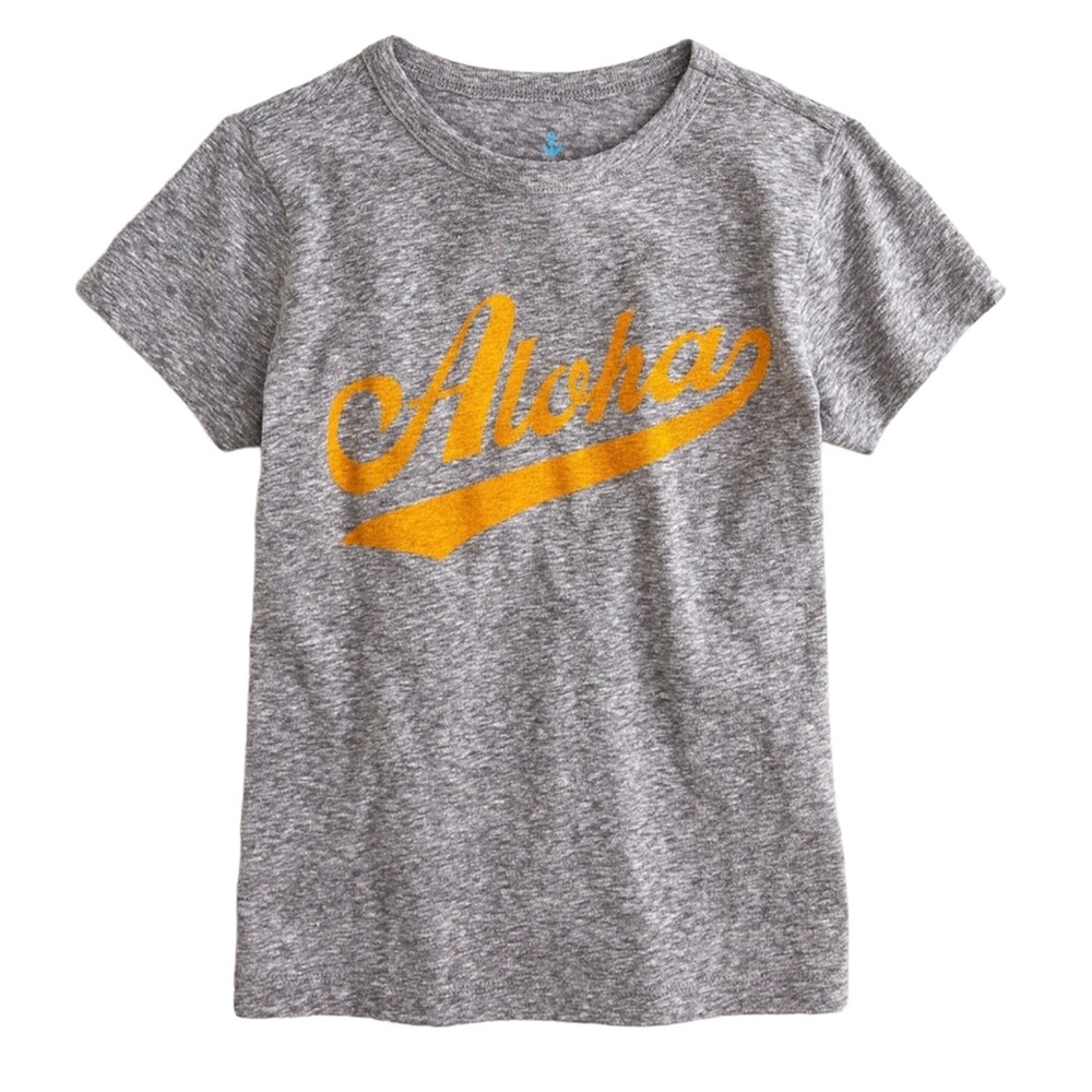Crewcuts by J. Crew Gray Short Sleeve “Aloha” Graphic Unisex Tee-Shirt